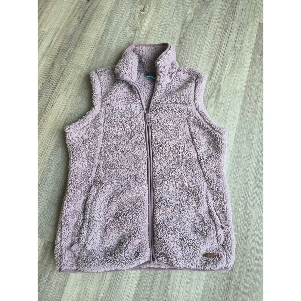 Free Country Women's Plush Sherpa Fleece Vest Purple Lavender Full Zip Size S